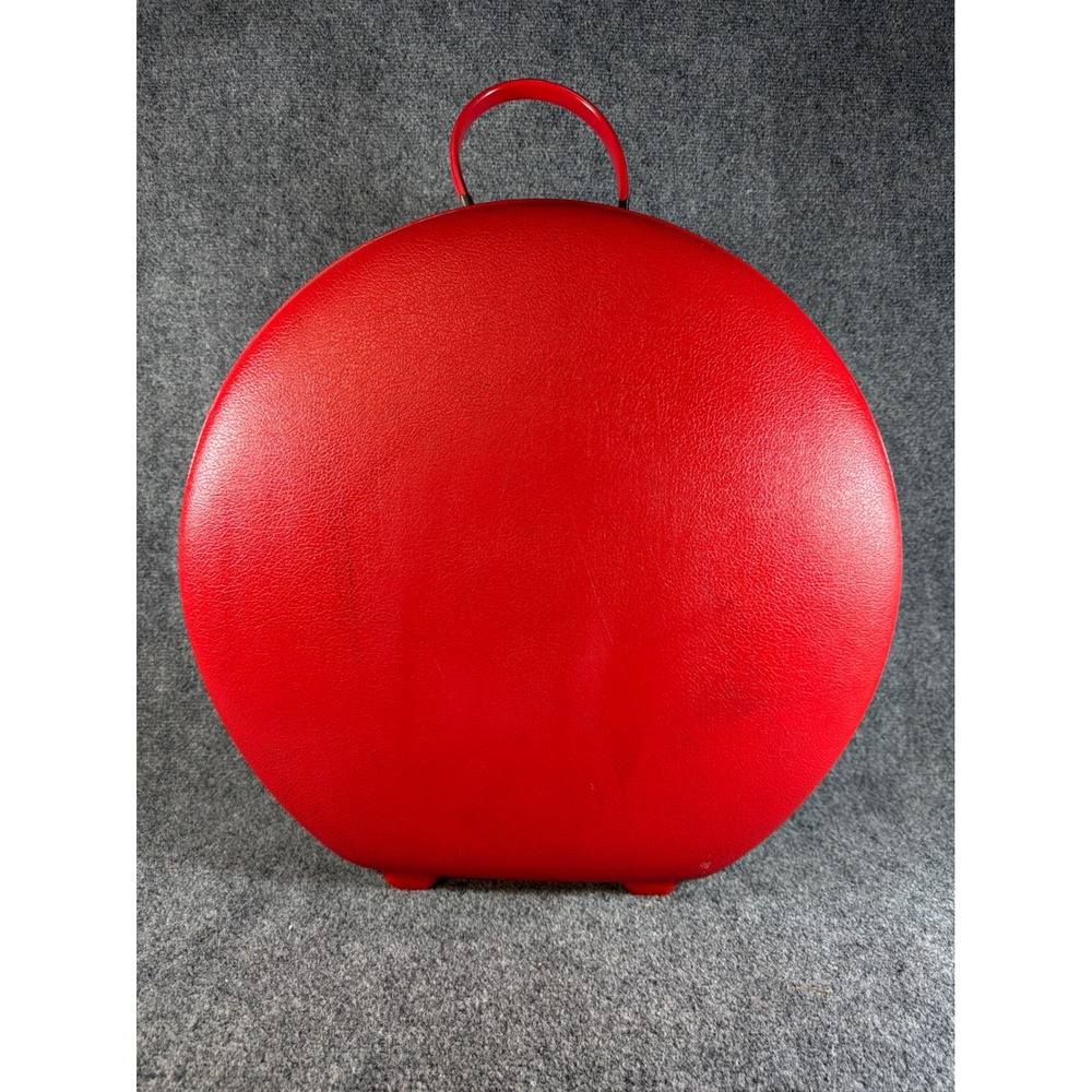 Vintage American Tourister Tiara Red Round Hat Box Suitcase Luggage No Key